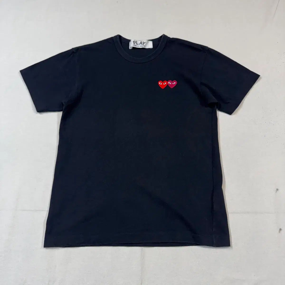 M) コム・デ・ギャルソン PLAY ダブル ワッペン ショート スリーブ 半袖 Tシャツ 正規品
