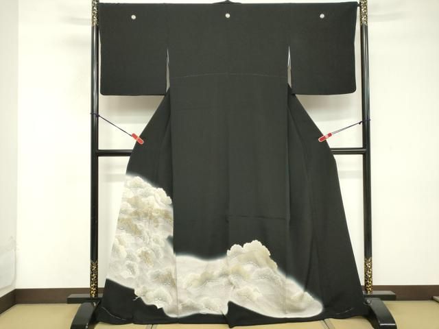 平和屋着物●豪華色留袖　駒刺繍　枝松文　暈し染め　金彩　正絹　逸品　AABF2070cs 平和屋着物○豪華色留袖 駒刺繍 枝松文 暈し染め 金彩 正絹 逸品