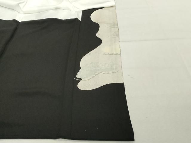 平和屋着物●豪華色留袖　駒刺繍　枝松文　暈し染め　金彩　正絹　逸品　AABF2070cs 平和屋着物□豪華黒留袖 刺繍 枝松文 暈し染め 金彩 正絹 逸品