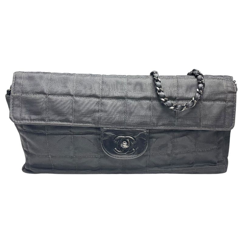 シャネル CHANEL ニュートラベルラインフラップバッグ A15316 ブラック ナイロンジャガード レディース ショルダーバッグ