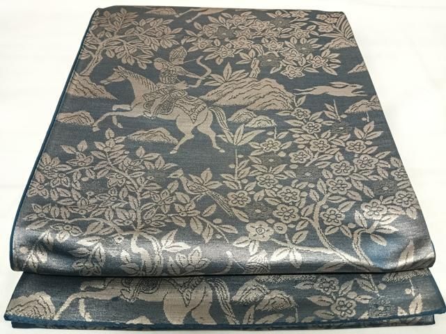 平和屋着物◎六通柄袋帯　唐織　織文類裂形文様　金糸　正絹　逸品　AABI0933yx 平和屋着物◎六通柄袋帯 唐織 金閣寺 紫峰水明 金糸 正絹 逸品