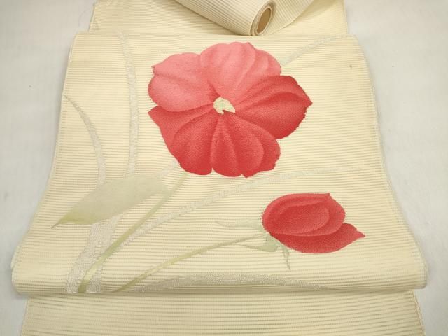 平和屋着物＊夏物　西陣　絽綴れ　名古屋帯　帯反物　草花文　銀糸　証紙付き　逸品　未使用　DABD7890zzz