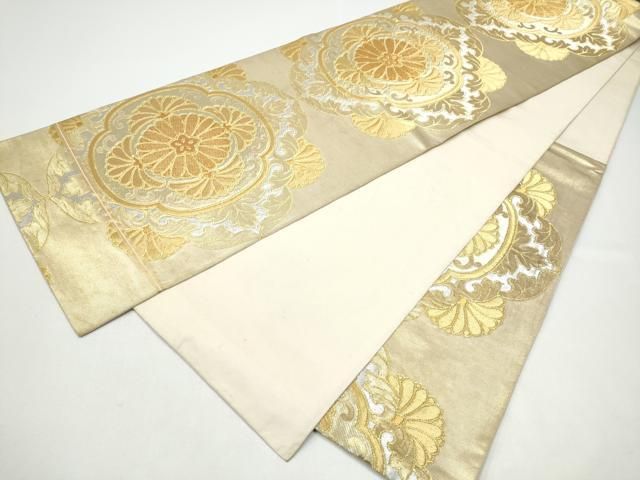 平和屋着物●西陣　川島織物　六通柄　本袋帯　菊唐草文　金銀糸　正絹　逸品　CABG9022hy