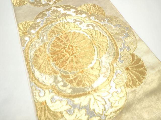 平和屋着物●西陣　川島織物　六通柄　本袋帯　菊唐草文　金銀糸　正絹　逸品　CABG9022hy