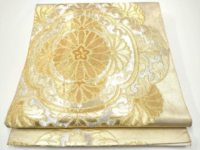 平和屋着物●西陣　川島織物　六通柄　本袋帯　菊唐草文　金銀糸　正絹　逸品　CABG9022hy