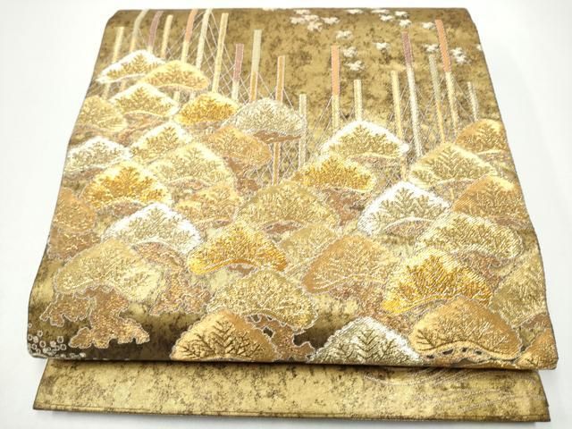 平和屋着物●東京友禅　熊谷好博子　太鼓柄袋帯　寿松　金糸　引箔　正絹　逸品　CABG9026hy