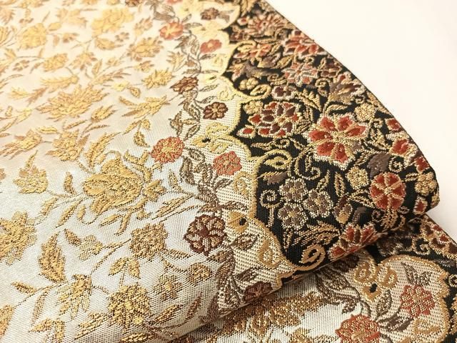 平和屋着物●西陣の名門　加納幸謹製　六通柄袋帯　更紗唐草文　金糸　正絹　逸品　CABG7881vp
