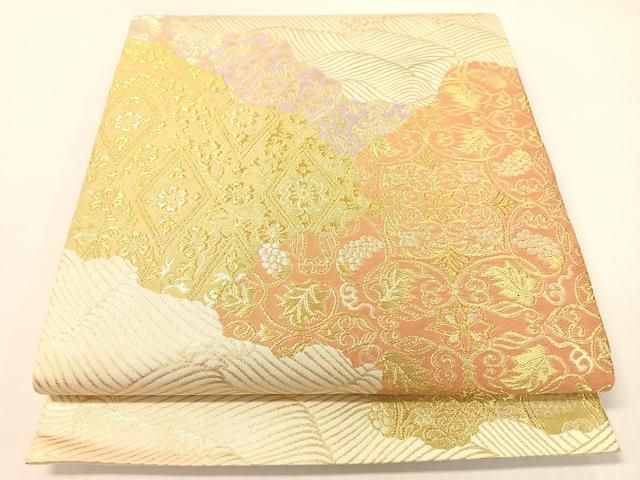平和屋着物●西陣の名門　本家加納　六通柄袋帯　道長更紗葡萄唐草文　金糸　正絹　逸品　CABG7897vp
