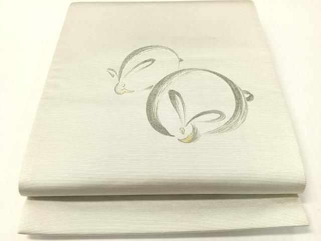 平和屋着物●西陣　とみや織物謹製　とみや帯　太鼓柄袋帯　風雪　兎　金糸　正絹　逸品　CABG7906vp