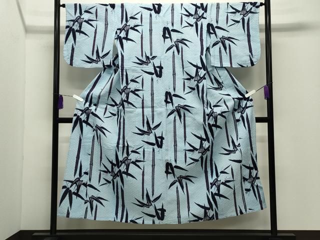 平和屋着物∴夏物　浴衣　笹竹文　綿　逸品　CABD9562gh
