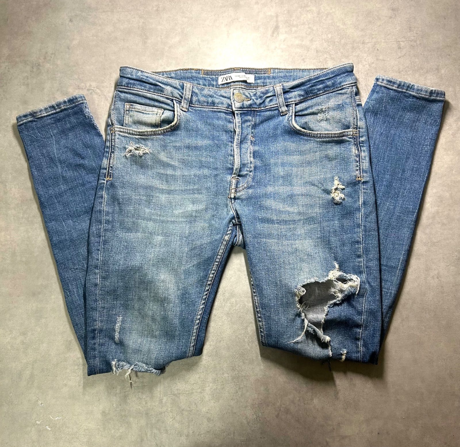ZARA ザラ ダメージ加工 スキニーデニム ジーンズ 31インチ ブルー 