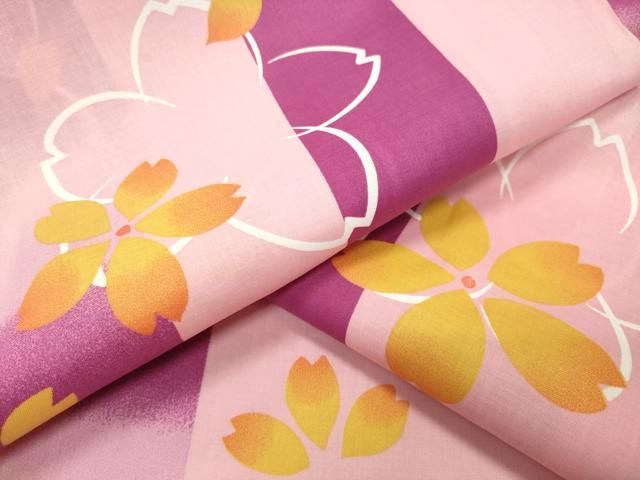 平和屋着物∴夏物　浴衣　舞桜文　綿　逸品　CABD9541gh