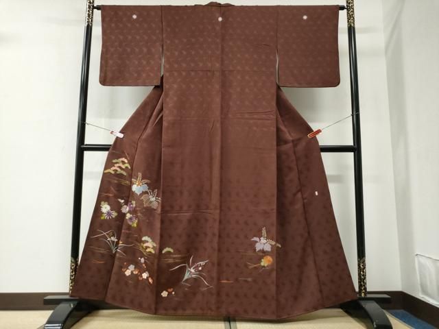 平和屋着物●加賀友禅の巨匠　初代　由水十久　色留袖　総刺繍　溢れ松葉桐松花文　金銀彩　正絹　逸品　CABE3194yc