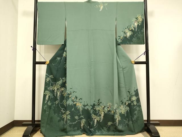 平和屋着物●訪問着　藤　シルエット　金彩　正絹　逸品　DABE9663du