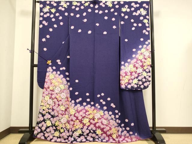 平和屋着物●豪華振袖 草花文 暈し染め 正絹 逸品 DABE9669du