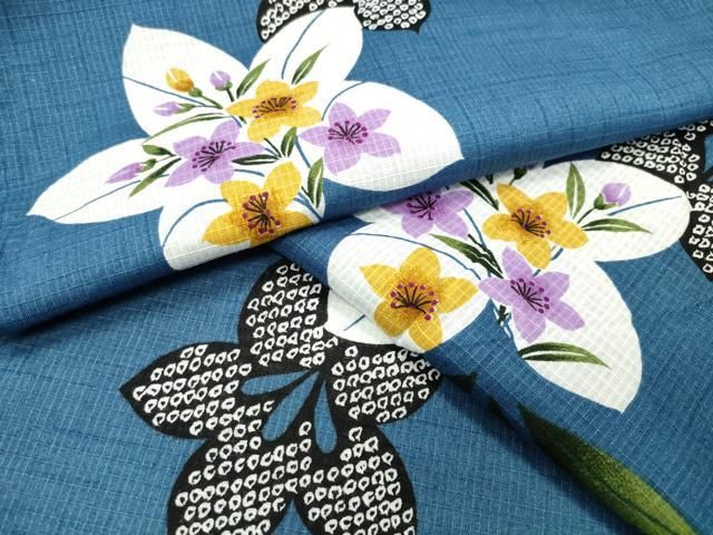 平和屋着物∴夏物　綿紅梅　浴衣　桔梗　綿　逸品　CABD9526gh