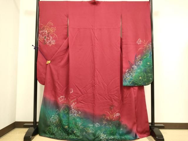 平和屋着物□豪華振袖 草花文 暈し染め 金彩 正絹 逸品 CABD0941ze 正絹