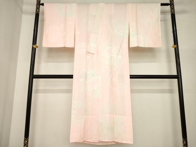 平和屋着物○長襦袢 無双仕立て 貝桶花地紋 暈し染め 正絹 逸品 未使用