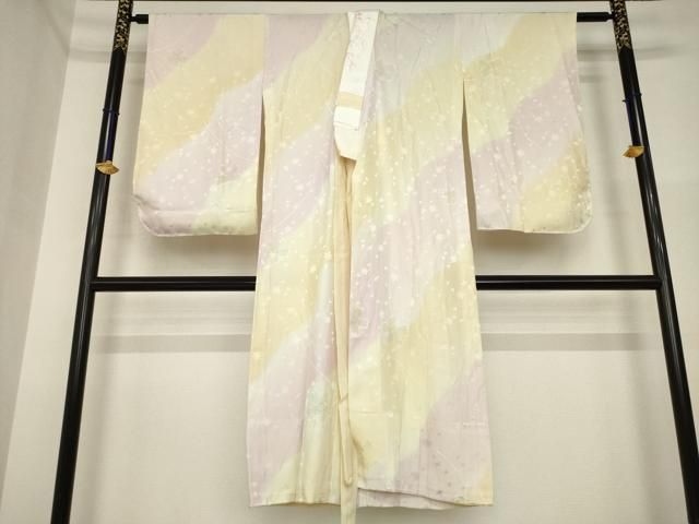 平和屋着物●長襦袢　無双仕立て　舞花文　暈し染め　半衿刺繍　正絹　逸品　AABI4480ck