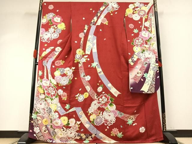 平和屋着物●豪華振袖　草花文　暈し染め　正絹　逸品　AABI1432fy