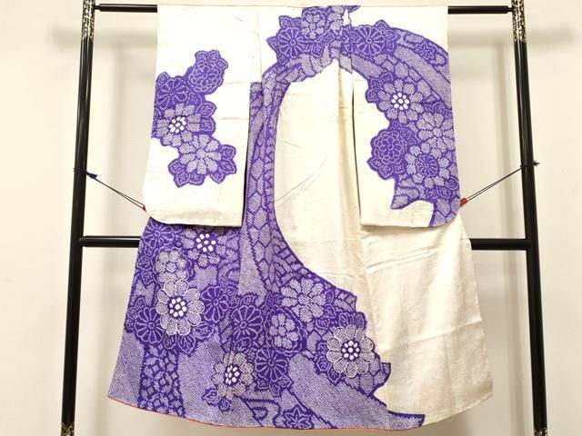 平和屋着物[]七五三　女の子　７歳　祝着　四つ身　駒刺繍　絞り　菊　逸品　DABE7084ma