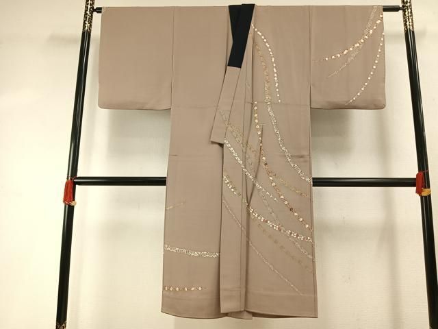 平和屋着物●男性　長襦袢　無双仕立て　友禅　刺繍　草花文　金糸　金彩　正絹　逸品　AABI1438fy