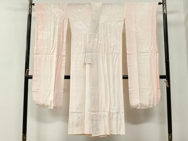 平和屋着物●振袖用長襦袢　無双仕立て　檜扇舞花地紋　暈し染め　まるやま扱い　正絹　逸品　CABE3123yc
