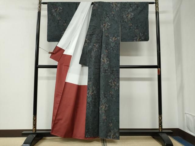 平和屋着物●本場大島紬　9マルキ　花蝶文　正絹　逸品　未使用　CABE3137yc