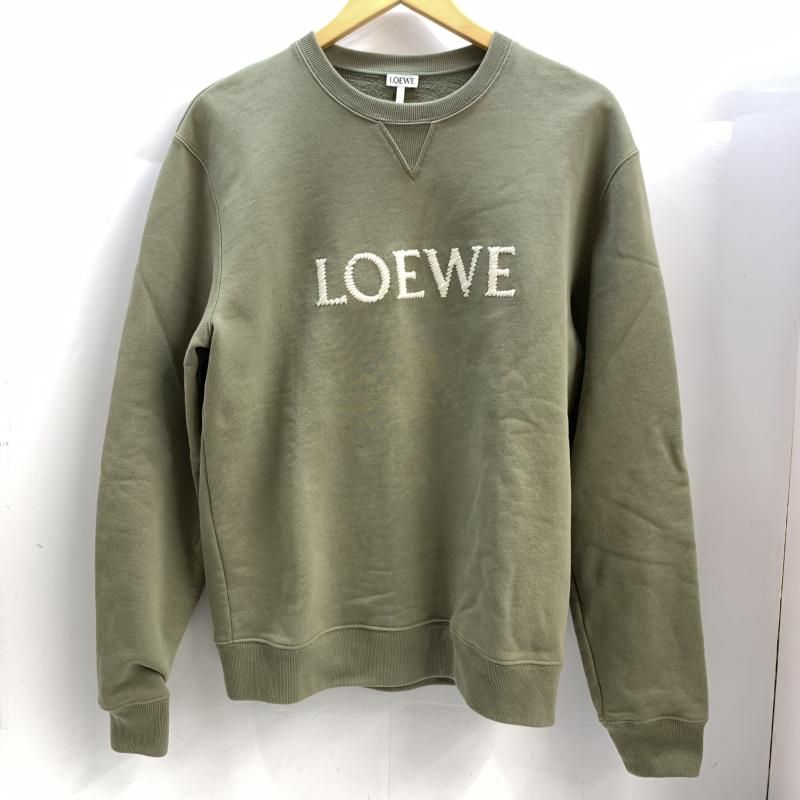 【中古】LOEWE ロゴエンブロダイリークルーネックスウェット S カーキ ロエベ[92]