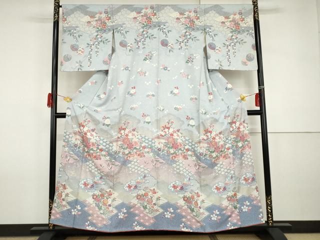 平和屋着物●訪問着 鴛鴦吉祥花蝶文 金銀彩 正絹 逸品 AABI2550cs