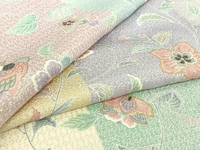 平和屋着物■上質な小紋　切り嵌め花鳥文　金彩　正絹　逸品　未使用　AABI0232st 平和屋着物▽上質な小紋 単衣 更紗花鳥文 暈し染め 金彩 正絹 逸品
