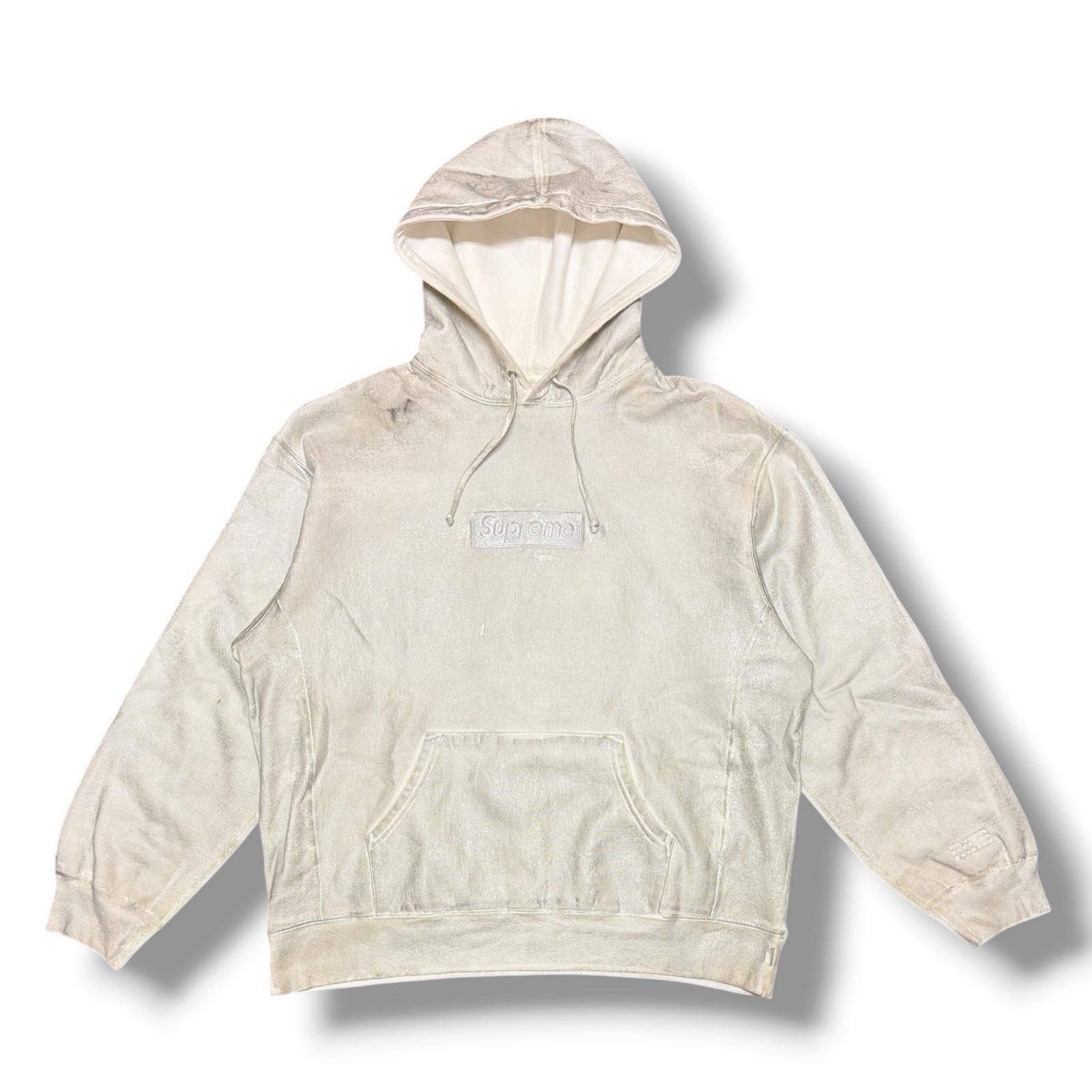 国内正規 参考上代53900円 Supreme × MM6 24SS Foil Box Logo Hooded Sweatshirt フォイルボックスロゴフーデッドスウェットシャツ パーカー シュプリーム × エムエムシックス ホワイト L （15327M）
