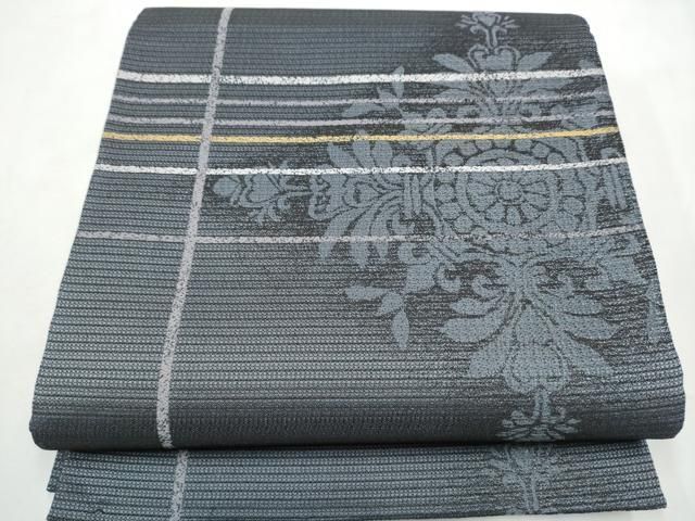 平和屋着物●六通柄袋帯　格子花文　金糸　正絹　逸品　CABF8758hy 27,885円