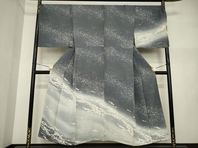 平和屋着物○男性 訪問着 背抜き仕立て 雲霞文 暈し染め キングサイズ
