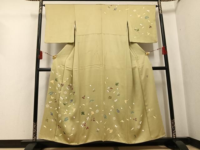 平和屋着物●訪問着　作家物　久祐　草花文　正絹　逸品　AABI3066ph