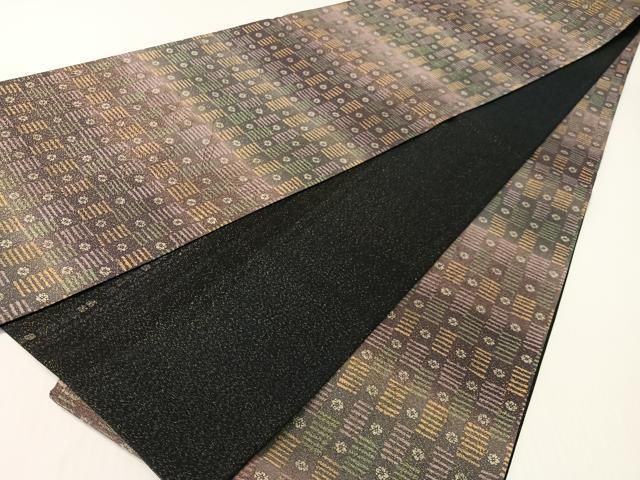 ひおさま 専用 平和屋着物○両面 全通柄袋帯 市松花文 金通し地 正絹 逸品 CABG1734vp