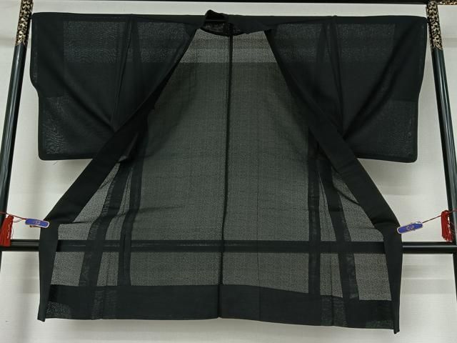 平和屋着物▽男性　羽織　スリーシーズン　春夏秋　塵除け　暗黒色　黒地　正絹　逸品　AABI2180jh 平和屋着物▽男性 羽織 スリーシーズン 春夏秋 塵除け 暗黒色 黒地