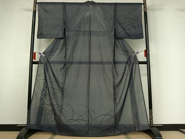 平和屋着物▽訪問着　無双　紗袷　紗×紗　流水芝文　正絹　逸品　AABI2191jh