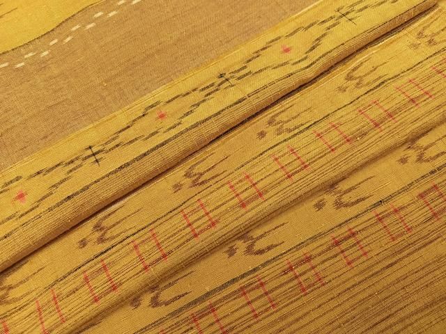 平和屋着物●上質な紬　琉球絣文様　正絹　逸品　未使用　AABI3034ph