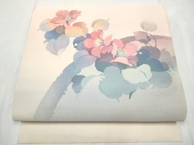 平和屋着物●爪掻き本綴れ　八寸名古屋帯　作家物　舞花文　正絹　逸品　CABF8698hy