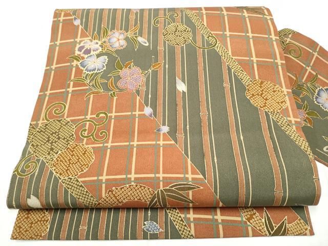 平和屋着物●全通柄 九寸名古屋帯 花丸文 金彩 正絹 逸品 CABF8709hy