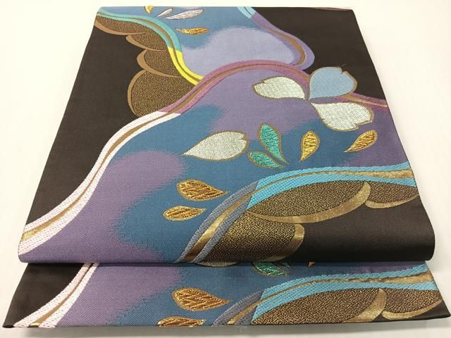 平和屋着物●六通柄袋帯　舞桜松文　金銀糸　正絹　逸品　CABG1712vp