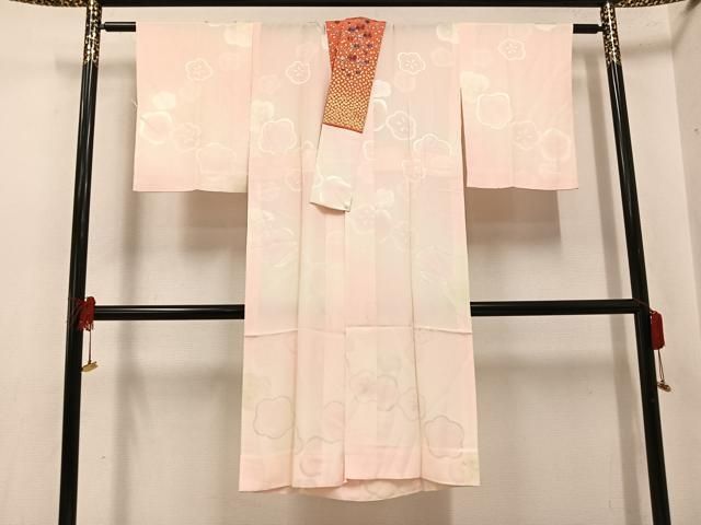 平和屋着物●長襦袢　無双仕立て　梅地紋　暈し染め　半衿刺繍　正絹　逸品　未使用　AABI3060ph
