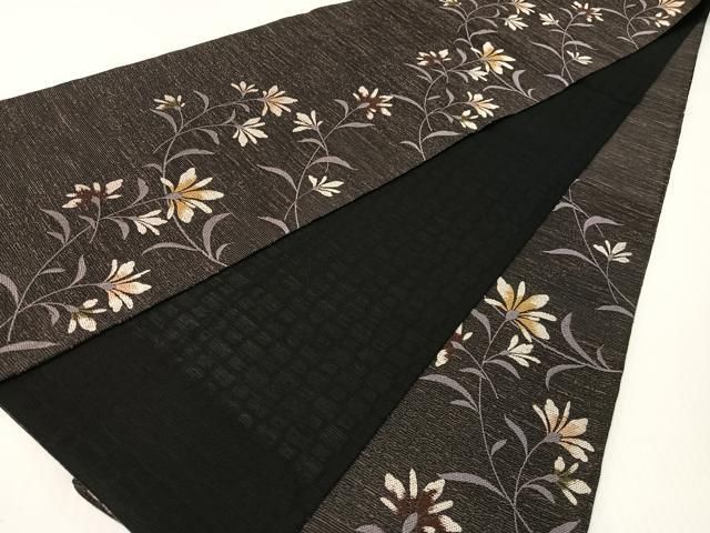 平和屋着物▽六通柄袋帯　スリーシーズン　春夏秋　紬地　香の都　有栖川文様　金糸　正絹　逸品　未使用　DABD1525ps 平和屋着物▽六通柄袋帯 スリーシーズン 春夏秋 紬地 小石丸 草花文