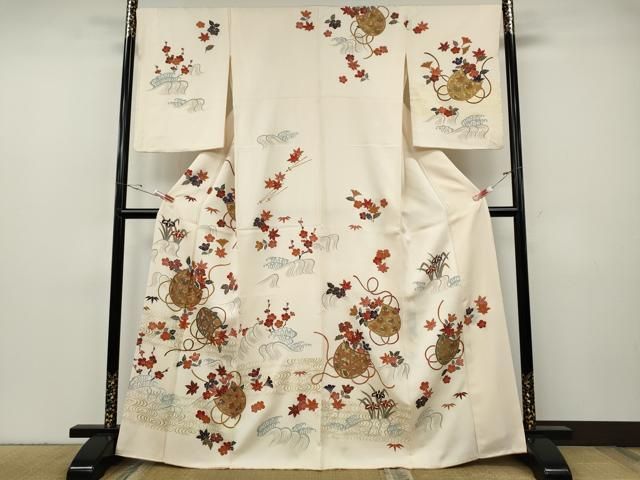 平和屋着物●訪問着　流水花籠文　金彩　正絹　逸品　CABF3499ut