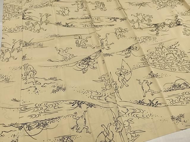 平和屋着物●長襦袢　無双仕立て　鳥獣戯画　正絹　逸品　AABI2995ph