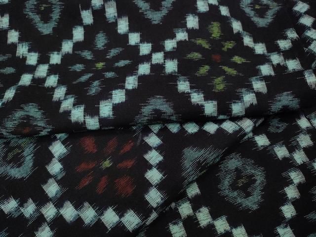 平和屋着物●久留米絣　単衣　菱花文　綿　逸品　CABF3512ut