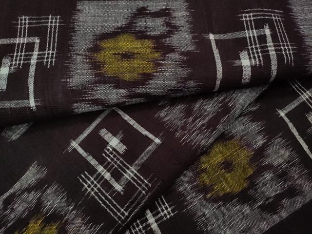 平和屋着物●久留米絣　単衣　色紙花文　綿　逸品　CABF3513ut