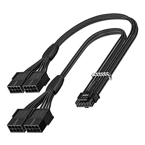 Fasgear PCI-e 5.0延長ケーブル、16ピン(12 + 4)オス-PCI-E 5.0 4x8(6 + 2)ピンメススリーブ延長、GPU GeForce RTX 3090Ti 4080 4090 4070Ti 5090 (16AWG 1254e3c8