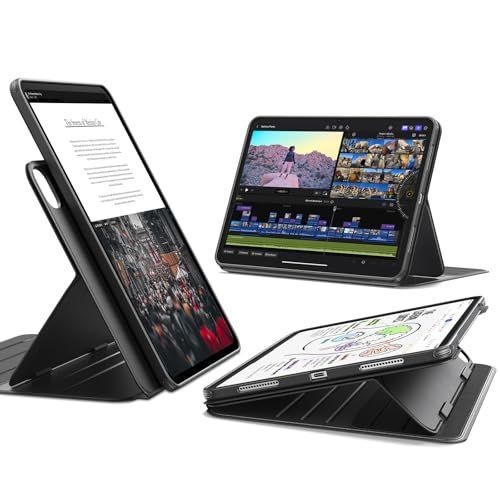 ESR iPad Pro 11インチ ケース M5/M4（2025/2024） 対応 着脱式マグネットカバー 単体使用可能 縦横対応 9段階角度調整 スタンド Pencil Pro/USB-C対応 オートスリープ Shiftシリーズ ブラック 74f57e1d